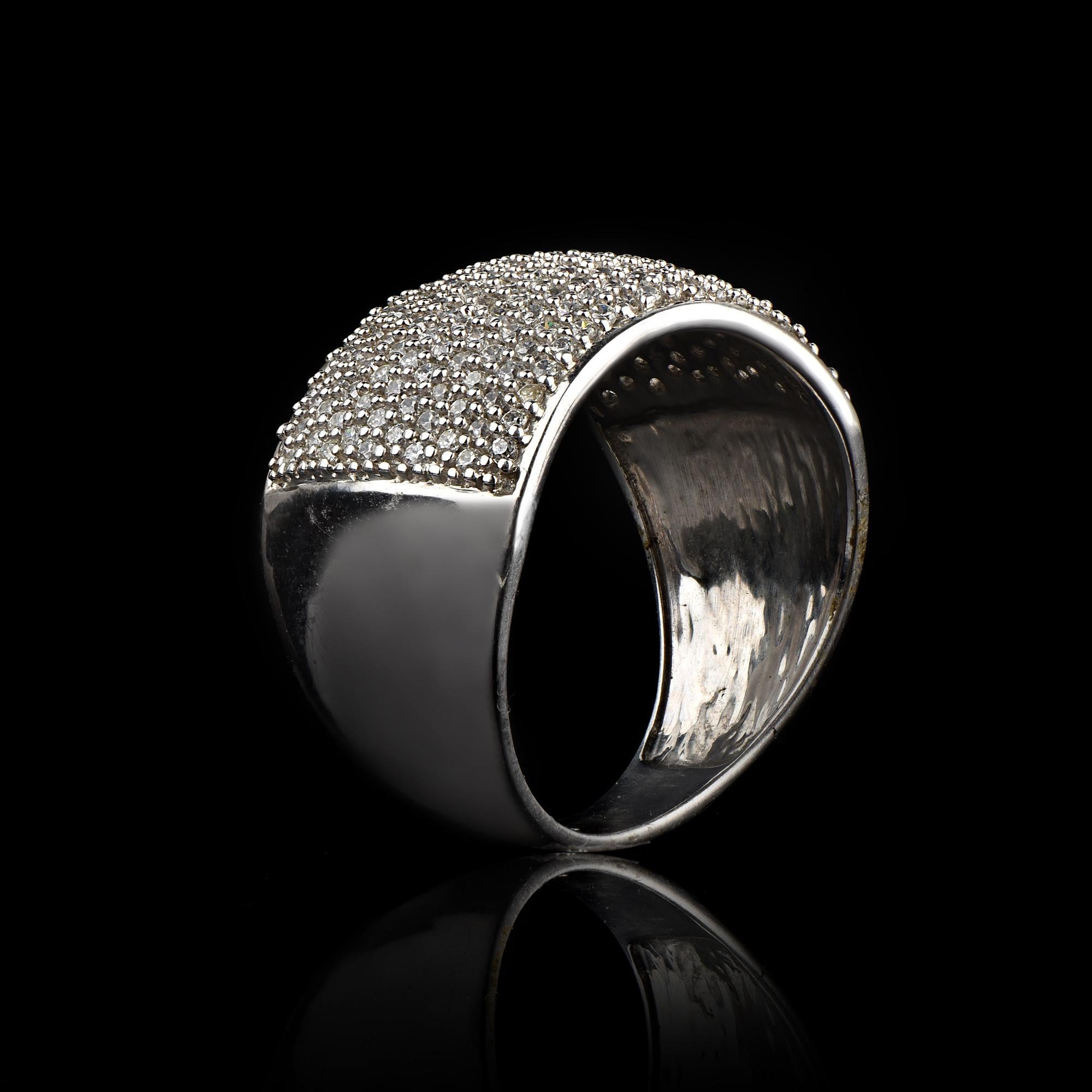 Give a touch of glamour to your fine jewelry collection with this diamond wave engagement ring. It features a wavy design that is embellished with 198 round cut diamonds set in pave setting, We only use 100% natural and conflict free diamonds which