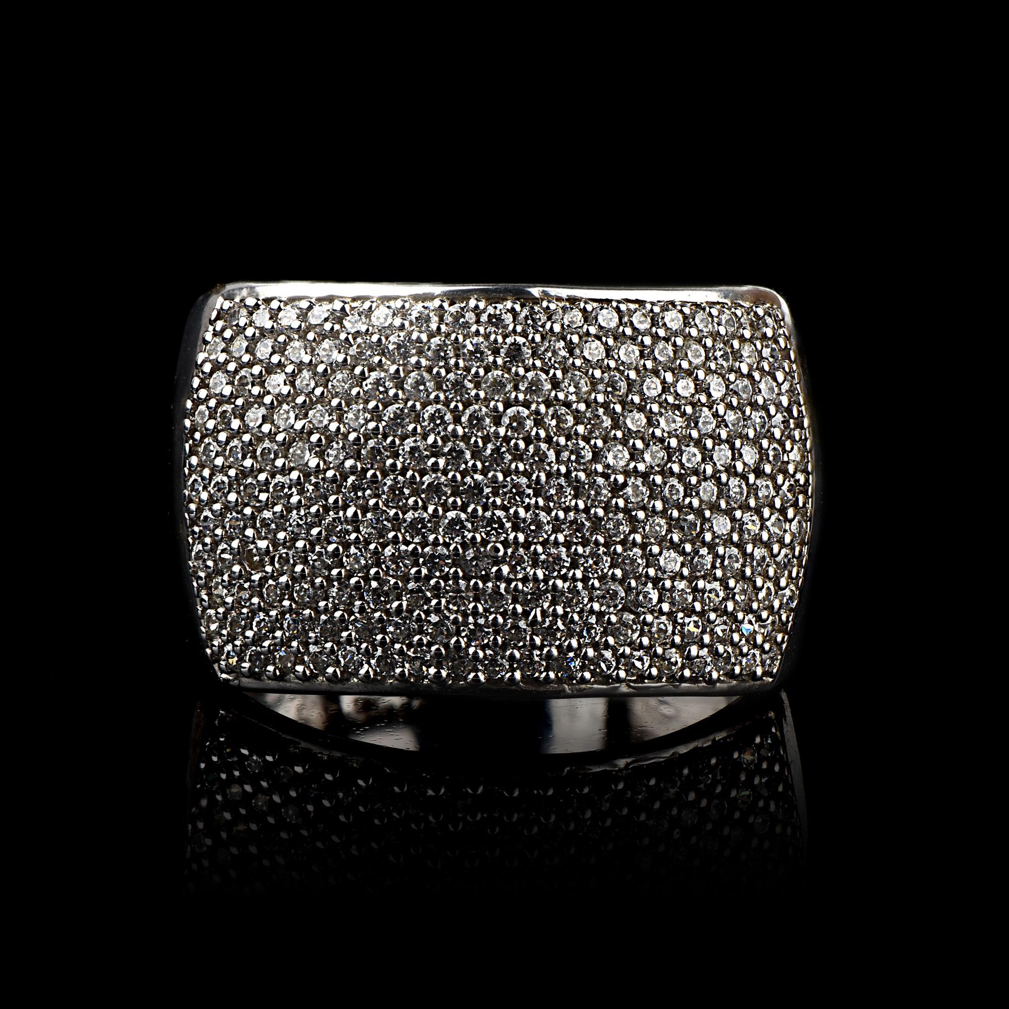 Art Deco TJD 1 Carat Round Diamond 14 Karat White Gold Multi-row Wedding Anniversary Band For Sale