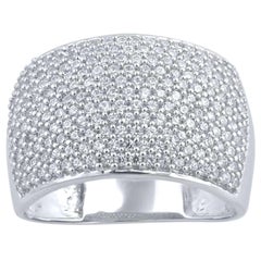 TJD 1 Carat Round Diamond 14 Karat White Gold Multi-row Wedding Anniversary Band