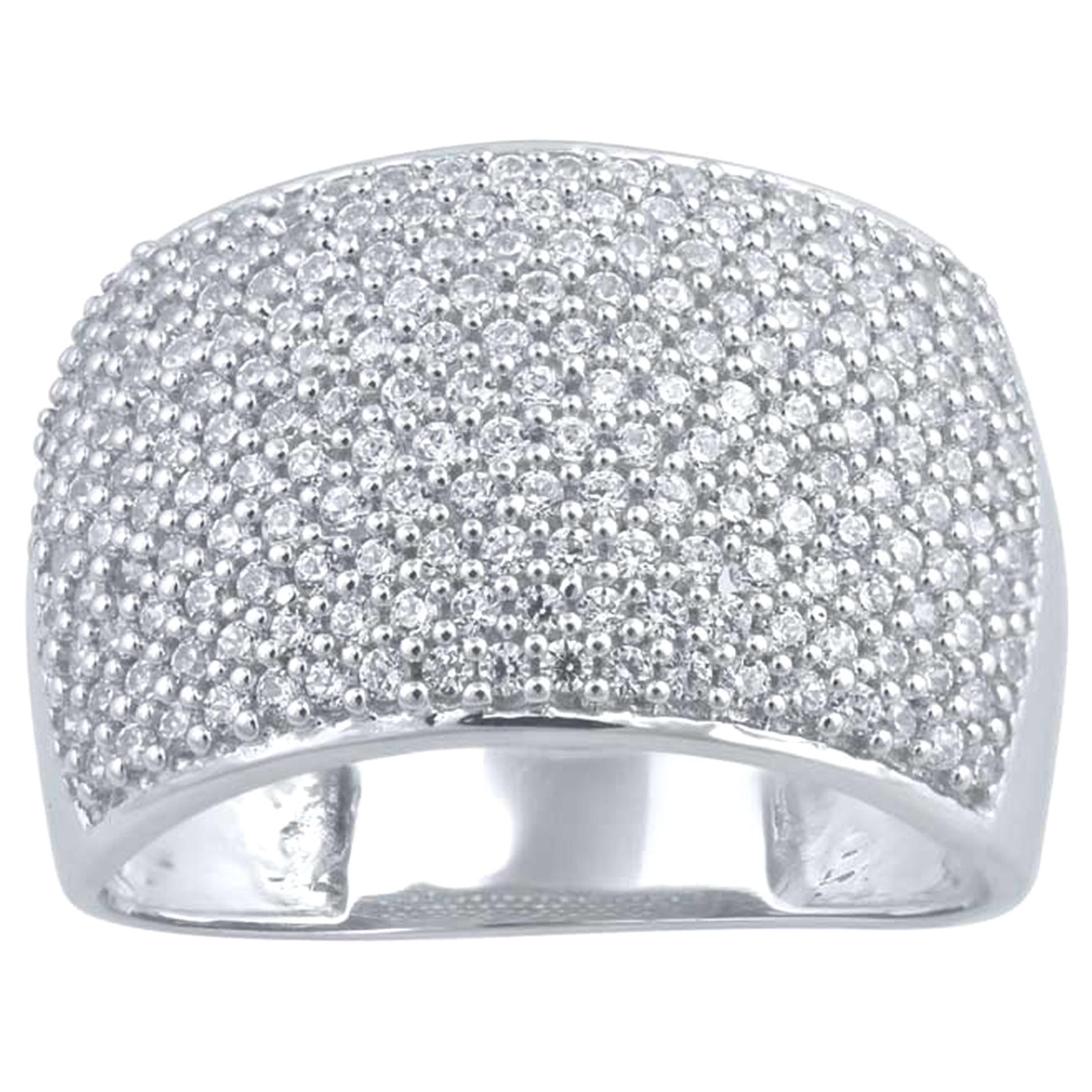 TJD 1 Carat Round Diamond 14 Karat White Gold Multi-row Wedding Anniversary Band en vente