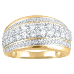 TJD 1 Karat runder Diamant 14 Karat Gelbgold Mehrreihiger Crossover-Ehering