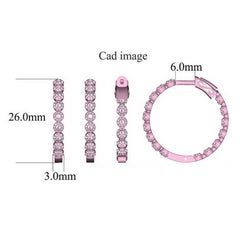 TJD 1 Carat Round Diamond 14K Rose Gold Inside-Out Diamond Hoop Huggie Earrings