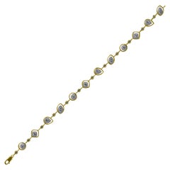 TJD Bracelet en or jaune 14 carats avec plusieurs montures en grappes de diamants ronds et diamants de 1 carat