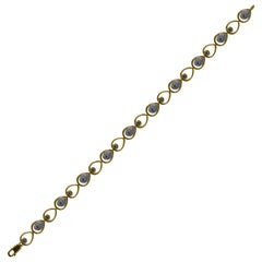 TJD 1 Carat Round Diamond 14K Yellow Gold Pear Shaped Cluster Diamond Bracelet