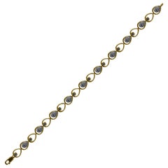 Bracelet grappe de diamants ronds de 1 carat en or jaune 14 carats en forme de poire TJD