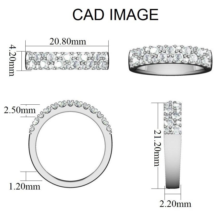 Beautiful Round Natural Diamond Double row wedding Band. This ring is beautifully designed and prong set with 26 round diamonds. The total weight of diamonds 1.00  carat, H-I Color and I2 Clarity. This band has high polish finish and is valuable