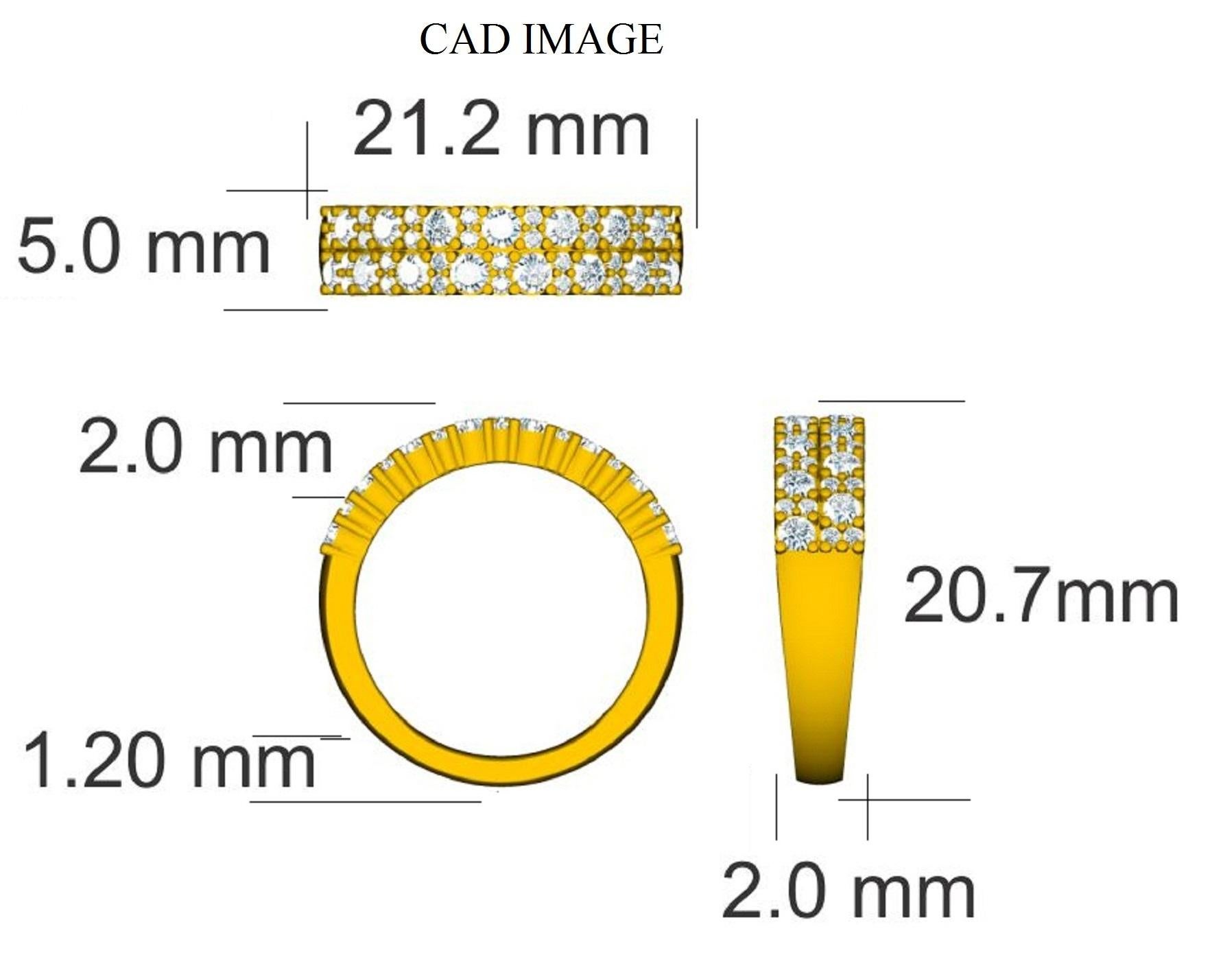 This Double-row Band Ring is expertly crafted in 14 Karat White Gold and features 45 Round cut White diamonds set in prong setting. This ring has high polish finish and is a valuable addition to any jewelry collection. Stamped 