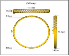 TJD 1.00 CT Brilliant Cut Diamond 14KT Yellow Gold Statement Bangle