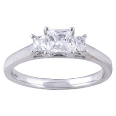 TJD 1,0 Karat 18 Karat Weißgold Classic 3 Stein Princess Cut Verlobungsring