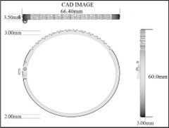 TJD 1.0 Carat Baguette and Round Diamond Bangle Bracelet in 14K White Gold