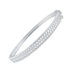 TJD 1.0 Carat Baguette Diamond Bangle Bracelet in 18 KT White Gold