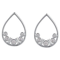 TJD 1.0 Carat Baguette 
Round Diamond 14KT White Gold Teardrop Stud Earrings