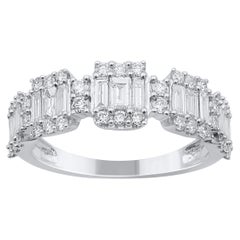 TJD 1.0 Carat Baguette
Round Multi Diamond Band Ring in 14 Karat White Gold