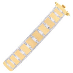 TJD 1.0 Carat Brilliant and Baguette Cut 14 Karat Yellow Gold Diamond Bangle