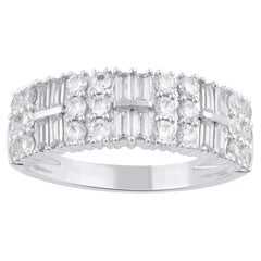 TJD 1.0 Carat Brilliant Cut 
Baguette Diamond 18KT White Gold Wedding Band Ring