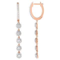 Pendientes colgantes de oro rosa de 14 quilates con diamantes talla brillante de 1,0 quilates TJD