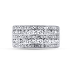 TJD 1.0 Carat Brilliant Cut Diamond 14 Karat White Gold Anniversary Band Ring