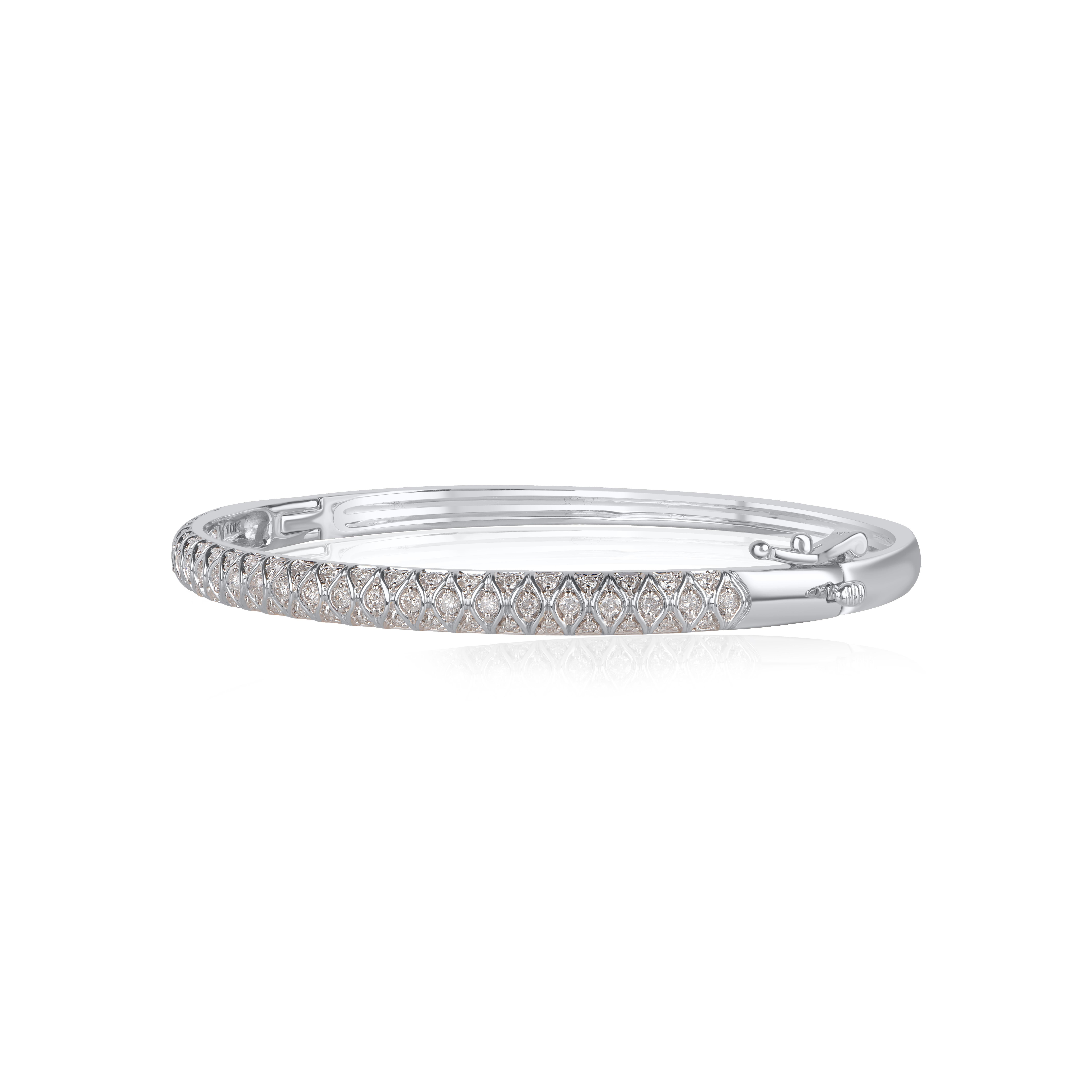 TJD 1,0 Karat Brillantschliff Diamant-Armreif aus 14 Karat Weißgold (Zeitgenössisch) im Angebot