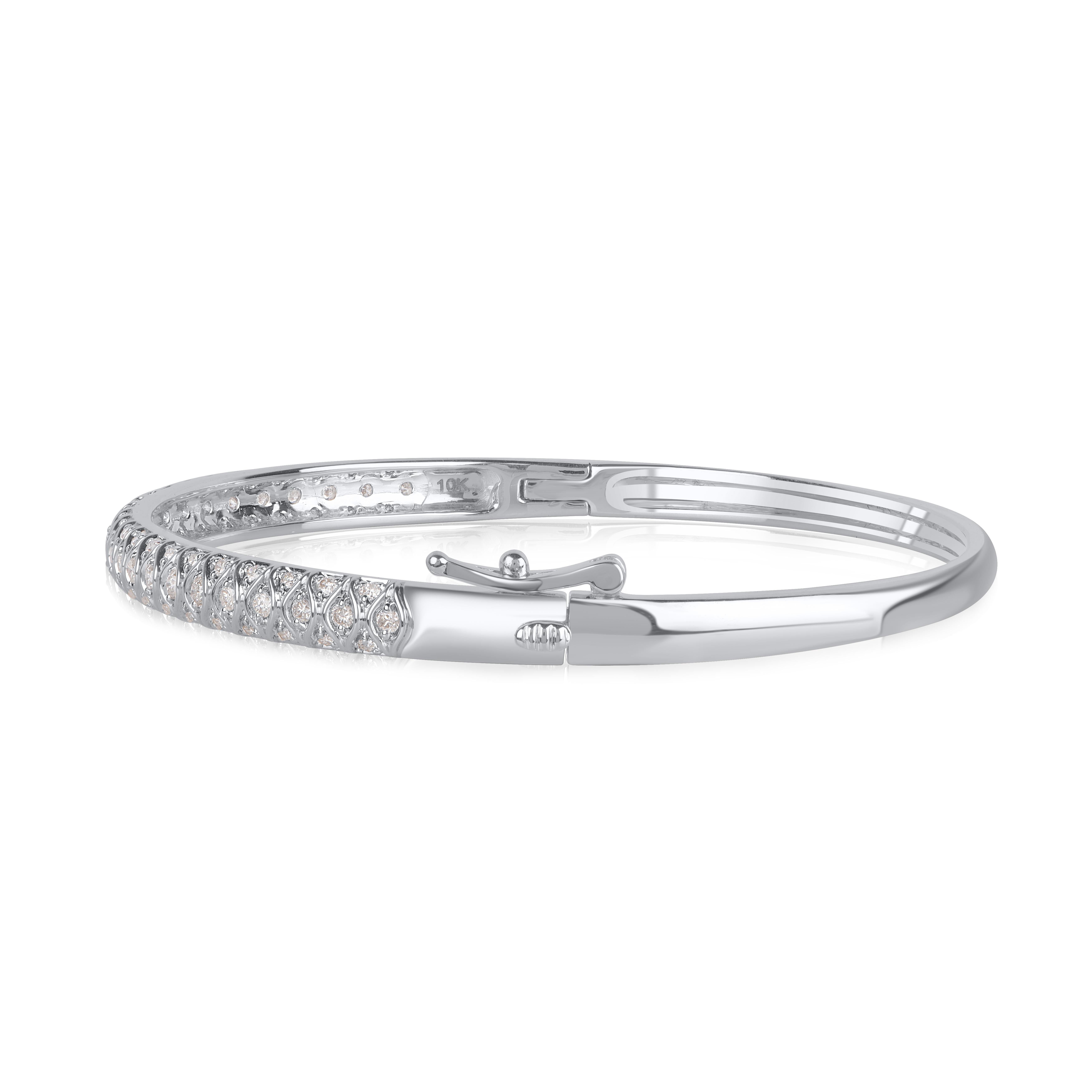 TJD 1,0 Karat Brillantschliff Diamant-Armreif aus 14 Karat Weißgold im Zustand „Neu“ im Angebot in New York, NY
