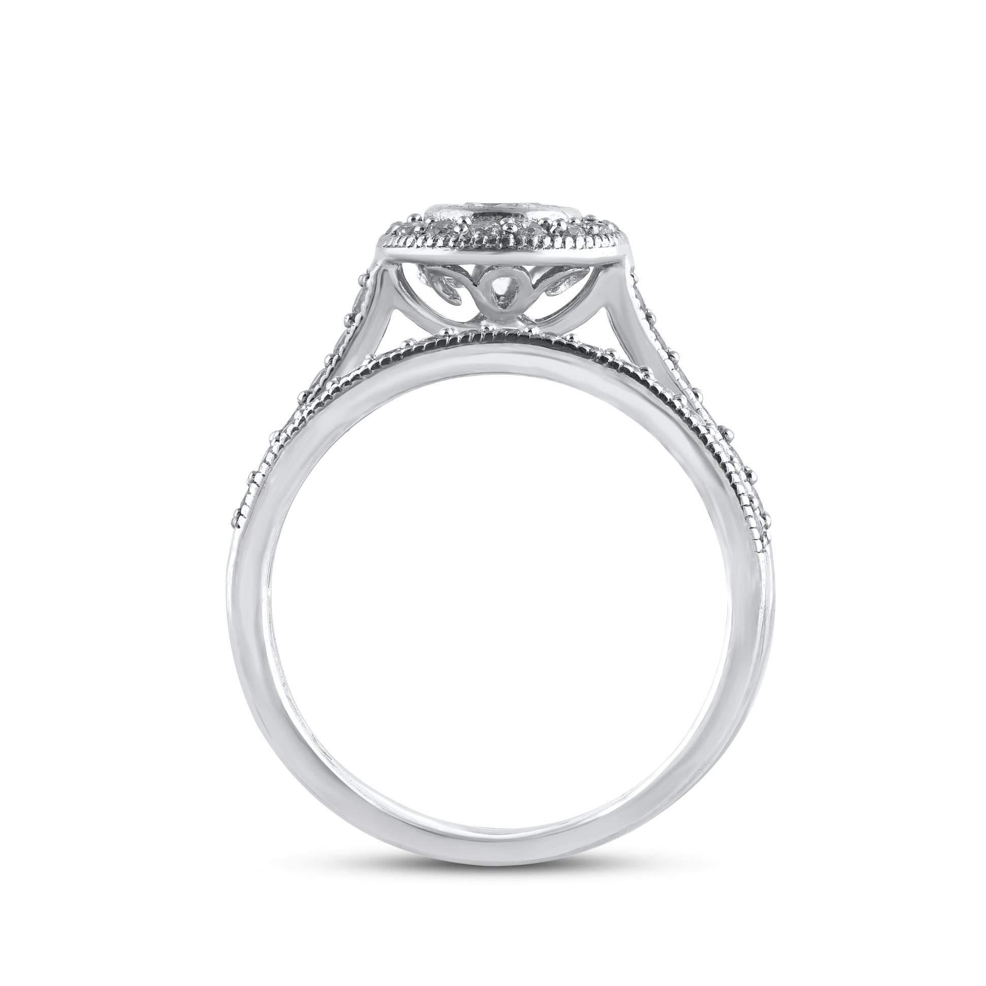 Brilliant Cut TJD 1.0 Carat Brilliant cut Diamond 14 Karat White Gold Bridal Ring Set For Sale