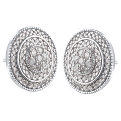 TJD 1.0 Carat Brilliant Cut Diamond 14 Karat White Gold Halo Stud Earring