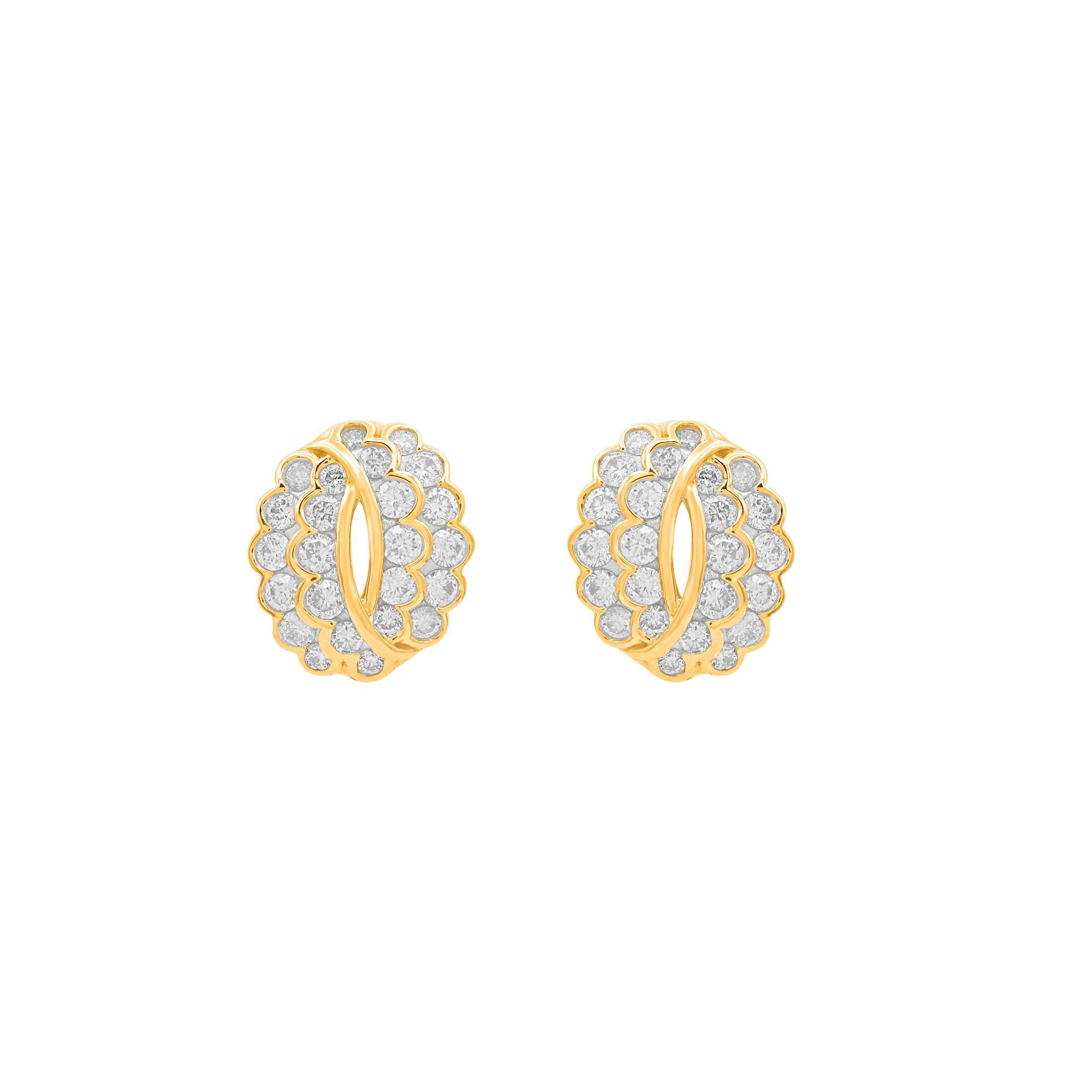 Timeless and elegant, these diamond stud earring are a style you'll wear with every look in your wardrobe. This earring is beautifully designed and studded with 48 natural brilliant cut diamonds in channel setting. We only use natural, 100% conflict