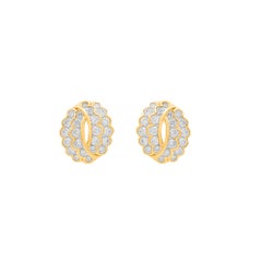 TJD 1.00 Carat Natural Diamond Cluster Stud Earrings in 14 Karat Yellow Gold