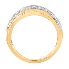 TJD 1.0 Carat Brilliant cut Diamond Cross over Band Ring in 14 Karat Yellow Gold