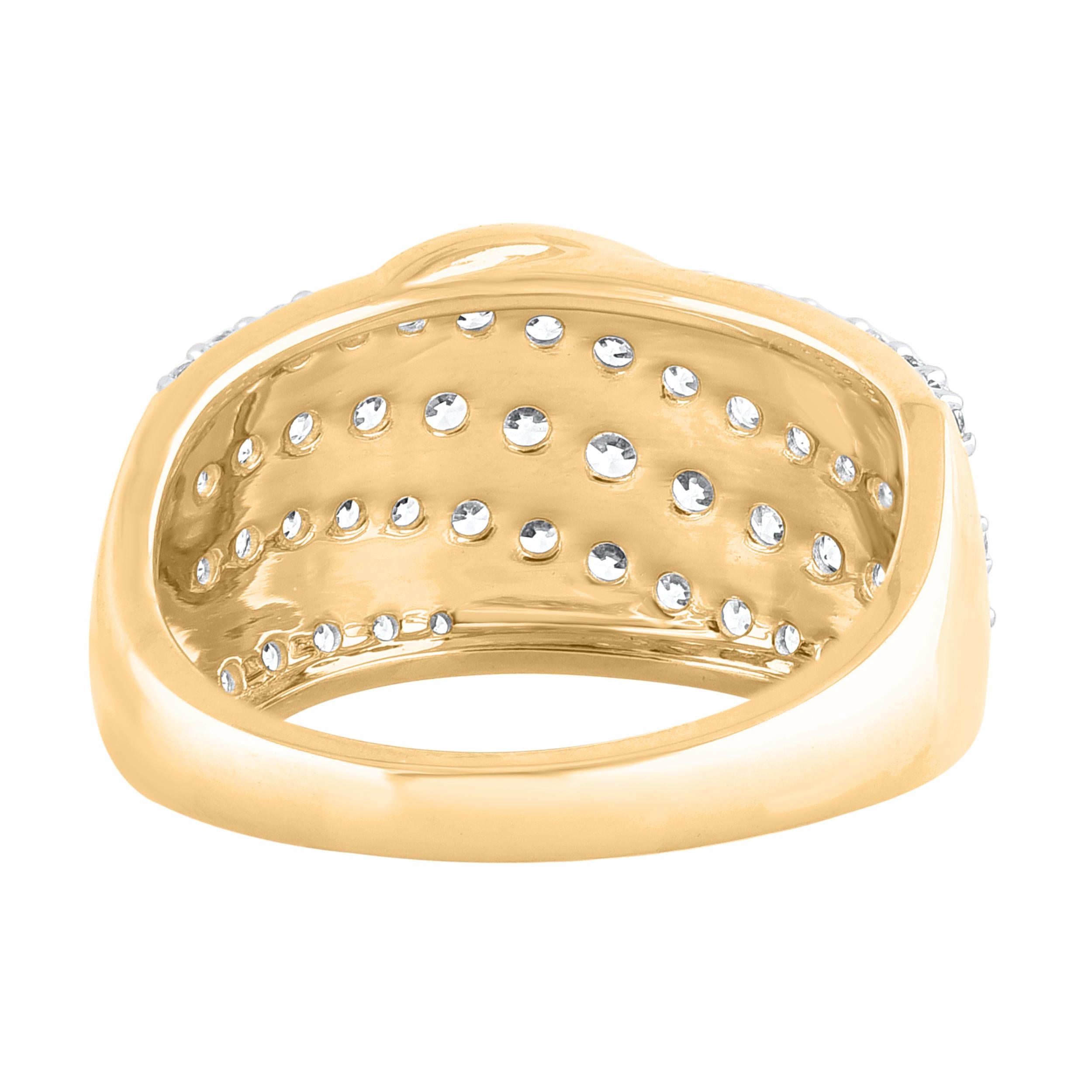 TJD Alianza de diamantes talla brillante de 1,0 quilates en oro amarillo de 14 quilates Contemporáneo en venta