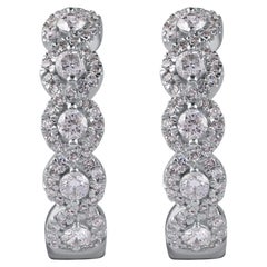 TJD Boucles d'oreilles Huggie en or blanc 18KT avec diamant naturel taille brillant de 1,0 carat