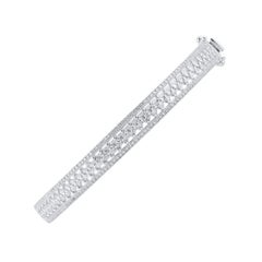 TJD 1.0 Carat Brilliant Cut Natural Diamond Bangle Bracelet 14 KT White Gold