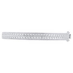 TJD 1.0 Carat Brilliant Cut Natural Diamond Bangle Bracelet 14 KT White Gold