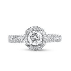 TJD 1.0 Carat Brilliant Cut Round Diamond 14KT White Gold Halo Engagement Ring (Bague de fiançailles Halo en or blanc 14KT)