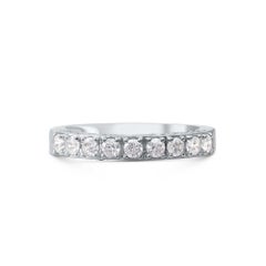 TJD 1.0 Carat Brilliant Diamond 14KT White Gold Stackable Wedding Band Ring
