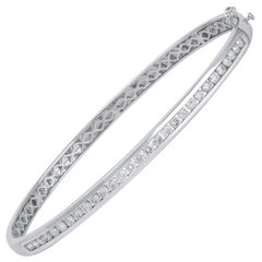 TJD 1.0 Carat Channel Set Diamond 10 Karat White Gold Classic Hinged Bangle