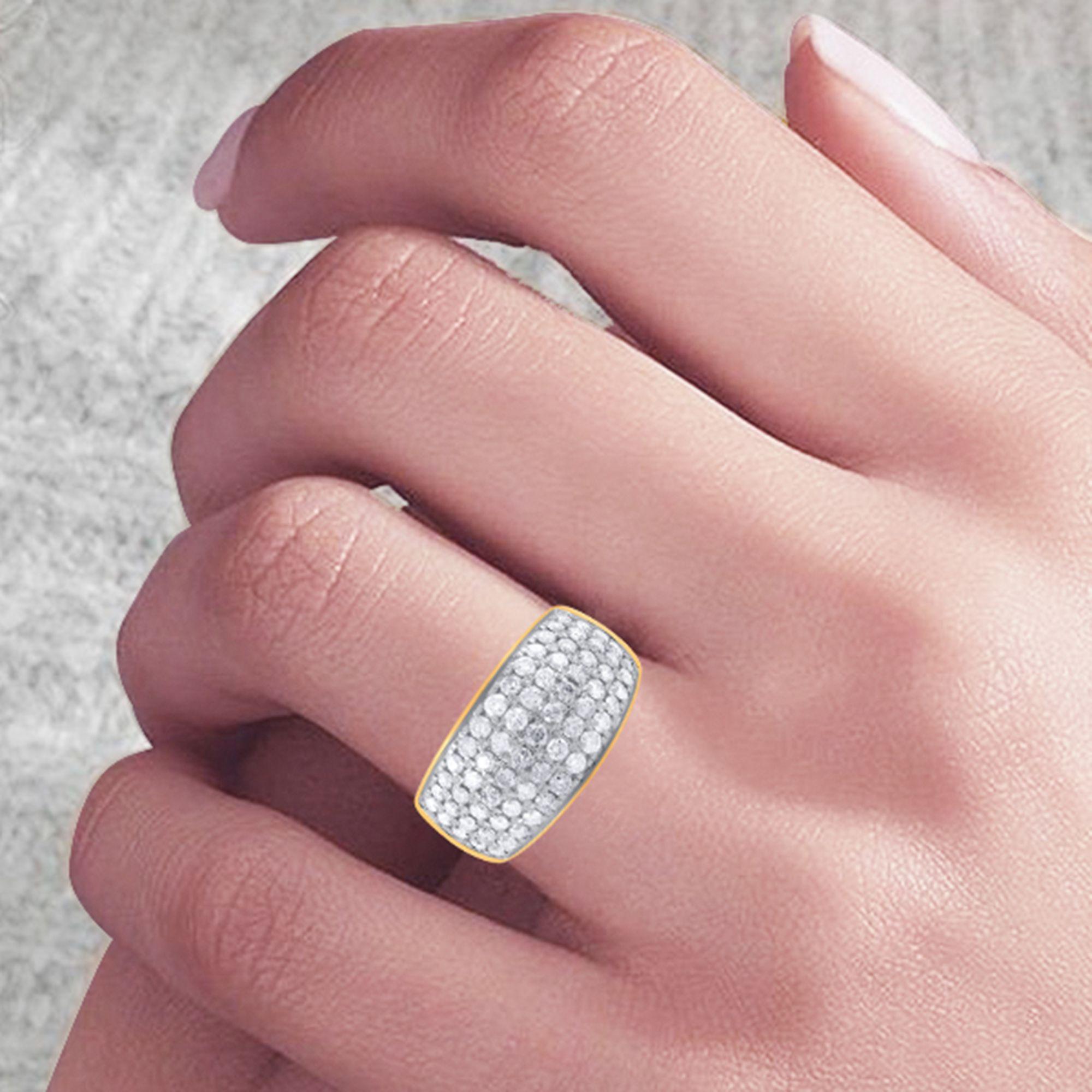 Round Cut TJD 1.0 Carat Diamond 10 Karat Yellow Gold Prong Set Anniversary/Wedding Band For Sale