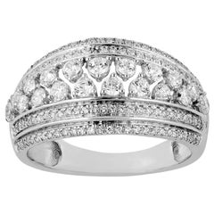 TJD 1.0 Carat Diamond 14 Karat Gold Art Deco Style Multi Row Wedding Band