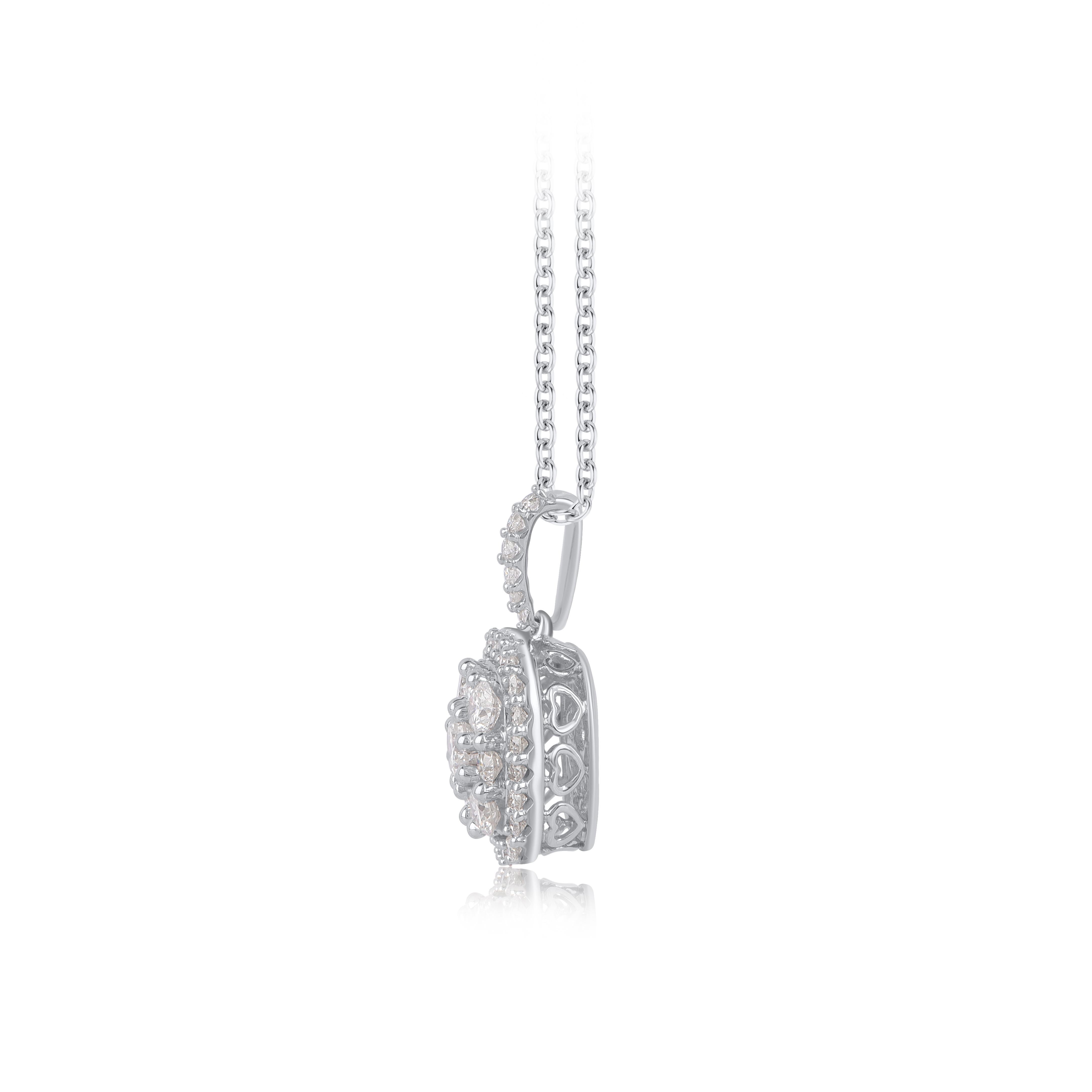 Art Déco TJD Ciondolo a forma di cuscino con diamante da 1,0 carati in oro bianco 14 carati in vendita