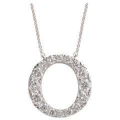 TJD Diamante da 1,0 Carati Oro Bianco 14 Carati  Ciondolo a forma di "O" con catena da 18 pollici