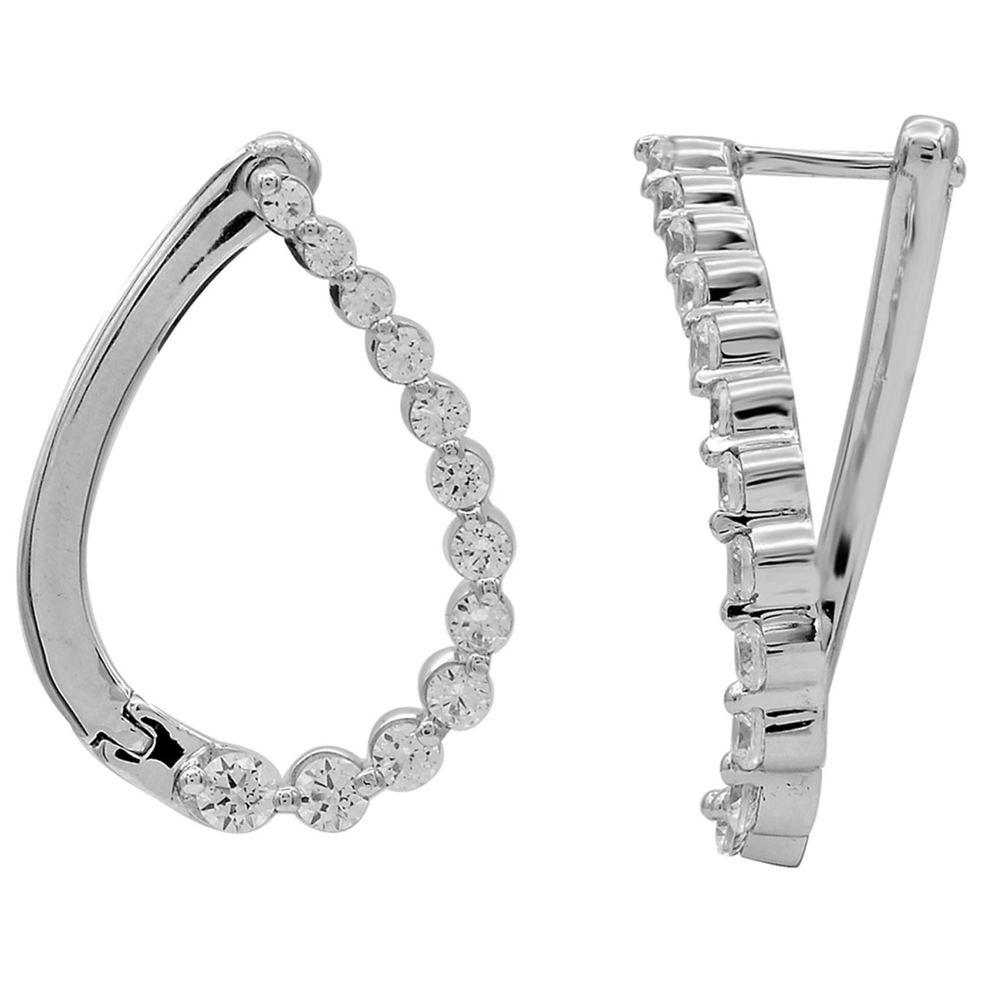 TJD 1.0 Carat Diamond 14 Karat White Gold Stunning Pear Shaped Twist Earrings For Sale