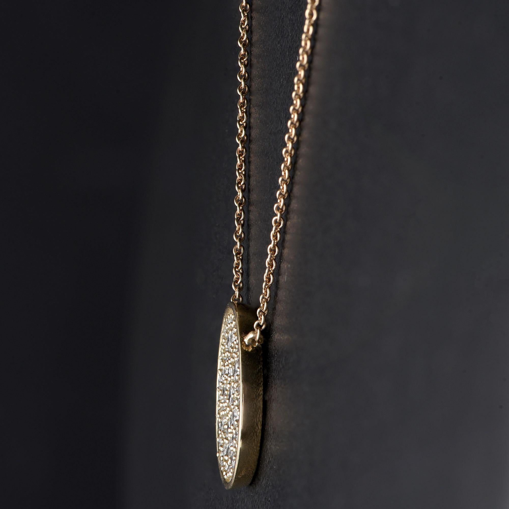 TJD 1.0 Carat Diamond 14 Karat Yellow Gold Medallion Pendant with 18 inch chain In New Condition For Sale In New York, NY