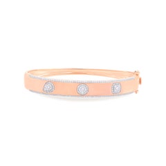 TJD 1.00 Carat Diamond Station Hinged Bangle in 18 Karat Rose Gold