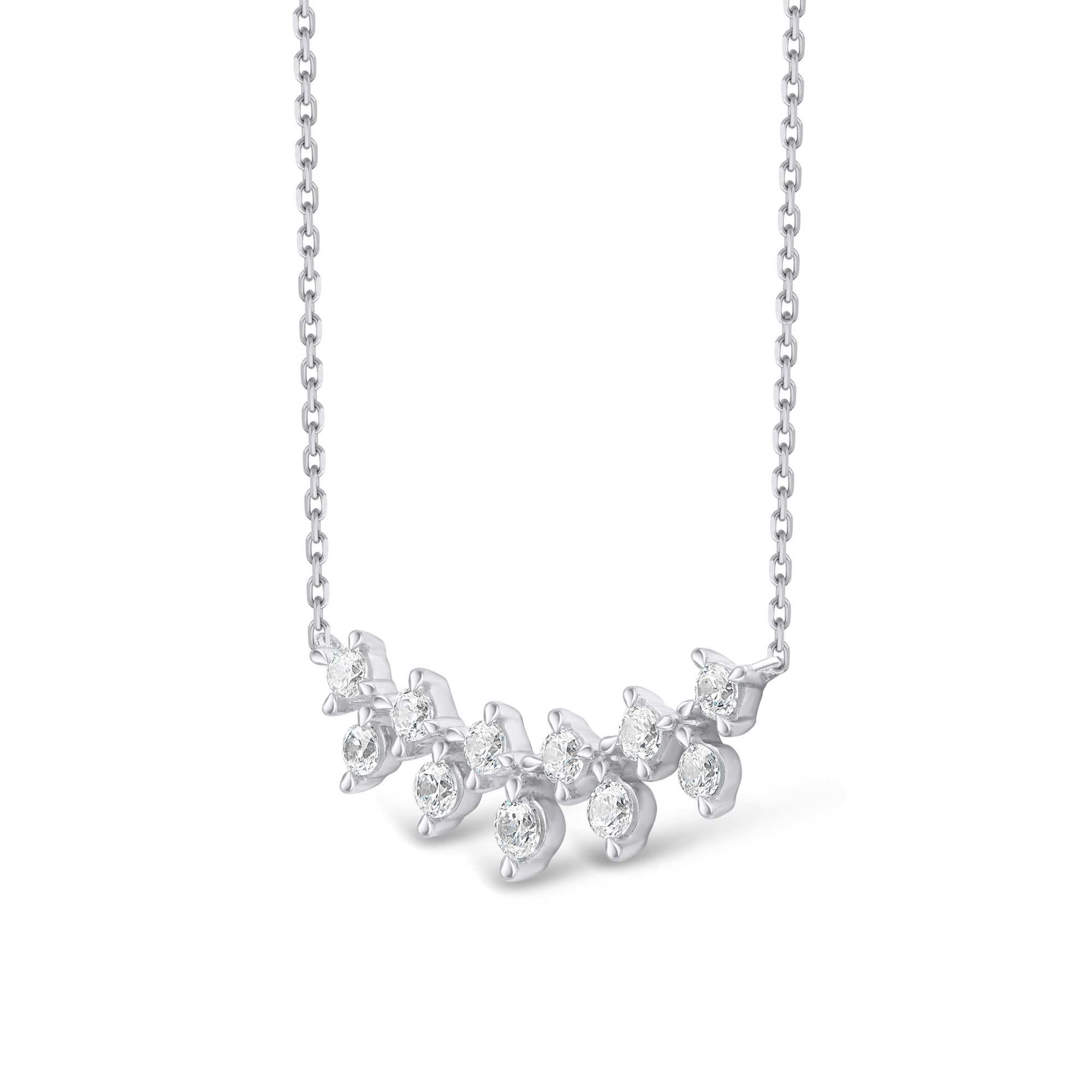 Moderne TJD Collier à breloques en or blanc 18 carats avec diamant de 1,0 carat et chaîne de 18 pouces en vente