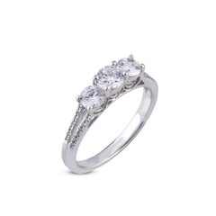 TJD 1,0 Karat Diamant 18 Karat Weißgold Classic 3 Stone Split Shank Ring