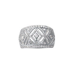 TJD 1.0 Carat Diamond 18 Karat White Gold Kite Dazzling Designer Ring