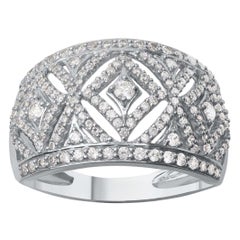 TJD 1.0 Carat Diamond 18 Karat White Gold Kite Dazzling Designer Ring