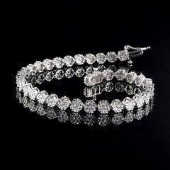 TJD 1.0 Carat Diamond 18 Karat White Gold Cluster Tennis Bracelet