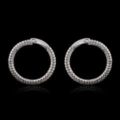 TJD Orecchini a cerchio di charme con diamante da 1,0 carati in oro bianco 18 carati