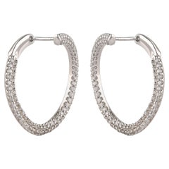 TJD 1.0 Carat Diamond 18 Karat White Gold Twist Charming Hoop Earrings