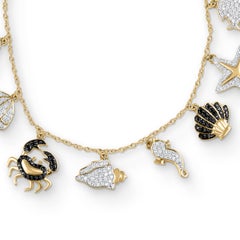 TJD 1.0 Carat Diamond 18 Karat Yellow Gold Aquatic Life Charm Bracelet
